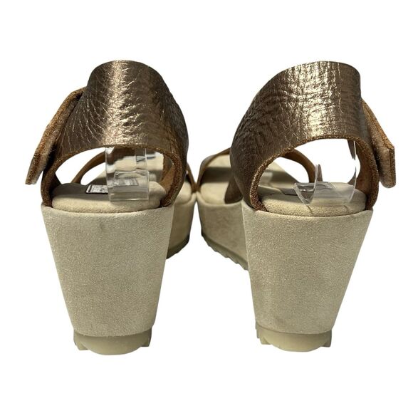 Pedro Garcia Fely Easy Metallic Leather Wedge Sandals Platform Women’s Size 36.5 - Picture 5 of 8